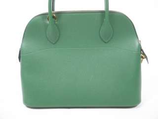 AUTH. HERMES Green Epsom Leather 31cm Bolide Handbag  