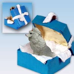  Poodle Blue Gift Box Dog Ornament   Gray: Home & Kitchen