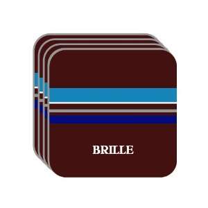 Personal Name Gift   BRILLE Set of 4 Mini Mousepad Coasters (blue 