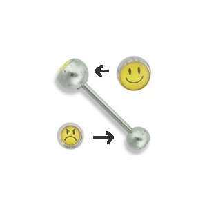  14g 5/8 DOUBLE SIDED LOGO HAPPY FACE / MAD FACE: Jewelry