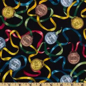   Go For Gold Medals Black Fabric By The Yard Arts, Crafts & Sewing
