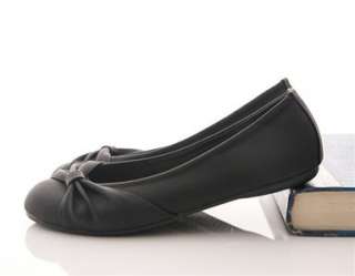 Womens Ballet FLATS Bowed BALLERINAS Casual Work Shoes Beige Black 