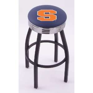 Syracuse University 25 Single ring swivel bar stool with Black, solid 