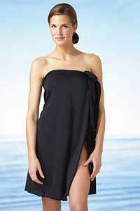 Carol Wior Aloha Hawaiian Black Swimsuit Wrap Skirt Sarong  