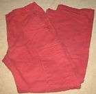 LANDS END Used Boys Red Cargo Zip Off Cotton Pants Size 20 Slim
