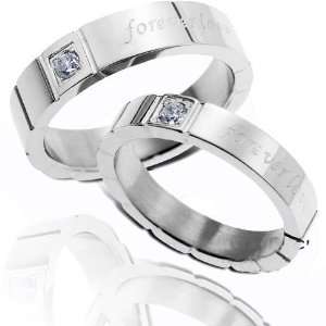  Eternal Love Cz Stone Ring Charm of Titanium Stainless 