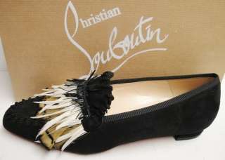 Christian Louboutin CROC WOODOO Suede Feather Flats Loafers Shoes 36 