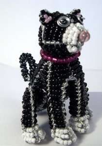 Cat Kitty Wire & Glass Bead Mini Sculpture Beadworx MIB  