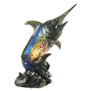   Crackle Glass Swordfish Accent Table Lamp Sword Fish: Home Improvement