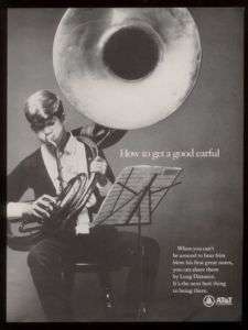 1967 boy playing Sousaphone photo AT&T print ad  
