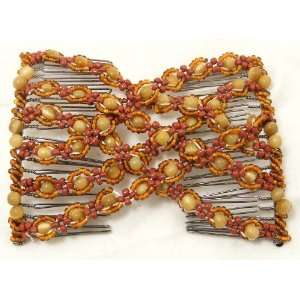   Comb Stretchy Beaded Hair Comb In Amber Color Beads: Everything Else