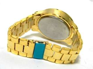 Gold Tn Fashion Breda Chronograph Style Mens Celebrity Bracelet Watch 
