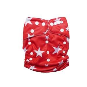  Red Rock Star One Size Pocket Cloth Diaper Baby