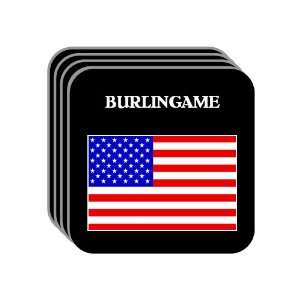 US Flag   Burlingame, California (CA) Set of 4 Mini Mousepad Coasters