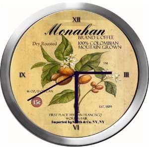  MONAHAN 14 Inch Coffee Metal Clock Quartz Movement 