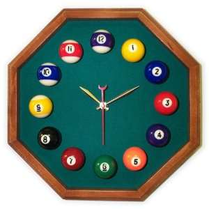   Billiard Clock Mahogany & Dark Green Mali Felt