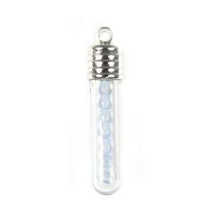   : Birthstone Filled Glass Test Tube Pendant   October   Opal: Jewelry
