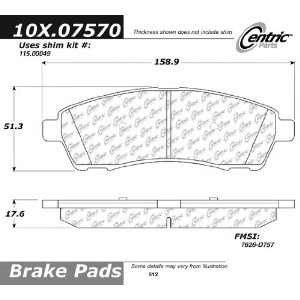  Centric Parts, 102.07570, CTek Brake Pads Automotive