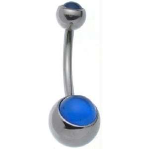  Double Cobalt Blue Cabochons Belly Ring: Jewelry