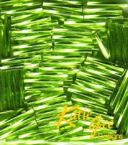 46TW 14 ~ Miyuki Twist Bugle Beads ~ Lime Green Transparent Silver 