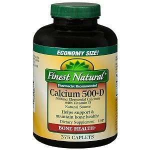  Finest Natural Calcium 500+D Caplets, 375 ea Health 