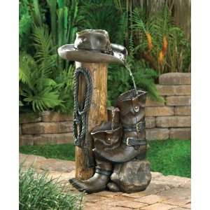  Wild Western Rustic Cowboy Hat Boot Water Fountain: Home 