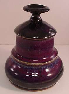   Studio Art Pottery Vase/Candlestick EUC Cobalt Blue Violet Portland OR