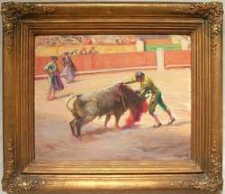 VICTOR MOYA Y CALVO Signed 1937 Oil   Bullfight  