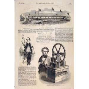  Greenoch Engine Calzolari Steam Frigate Old Print 1849 