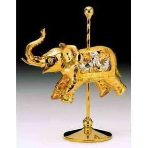  Elephant 24k Gold Plated Swarovski Crystal Figure Stand 