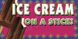 Concession Decal ICE CREAM ON A STICK   12 W X 6 H  