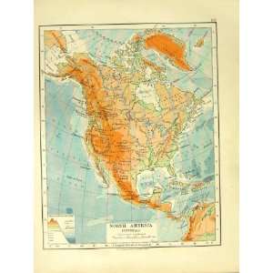  1918 Physical Map North America Dominion Canada Hudson 