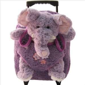  Kids Purple Rolling Backpack With Elephant Stuffie 