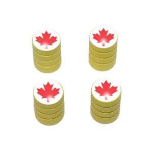  Canada Maple Leaf   Tire Rim Valve Stem Caps   Yellow 