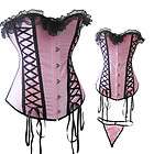 Sexy Corset Bustier Top Steel Busk Lace Strapless Ribbon + G String 
