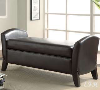   HILLMORE DARK BROWN BYCAST LEATHER STORAGE WOOD ACCENT BENCH  
