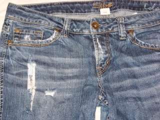   BKE SILVER distressed ripped Lola Destroyed Me Jeans sz 33 14  