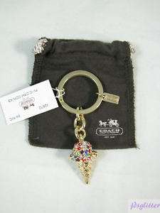 COACH Pave Ice Cream Cone Keyfob Key Chain NEW  