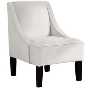 Skyline Furniture Upholstered Swoop Arm Chair in Velvet White:  