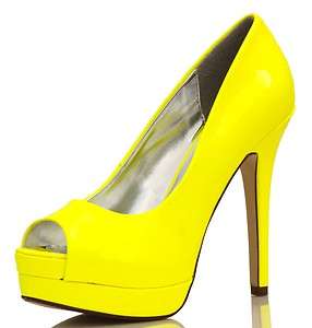 Rigby! Delicious Platform Peep Toe Stiletto Heel Dress Pump Yellow 