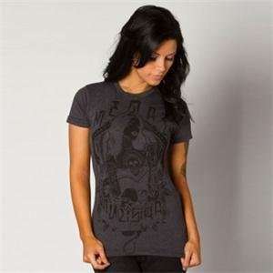  Metal Mulisha Womens Strap Up T Shirt   X Large/Charcoal 