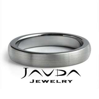 Mens Tungsten Carbide Wedding Band Dome Brushed Comfort Fit 4mm Ring 