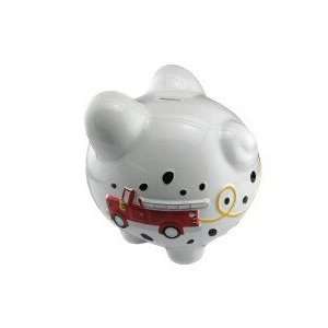  Fire Truck Ceramic Piggy Bank: Toys & Games