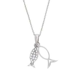  Icz Stonez Sterling Silver Novelty Fish Necklace: Jewelry