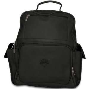  Pangea Black Leather Large Computer Backpack   New York 