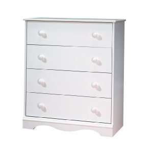  Pure White Country Style 4 Drawer Chest: Home & Kitchen