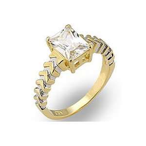 CZ Engagement Rings   2 Toned One Carat CZ Solitaire Engagement Ring 