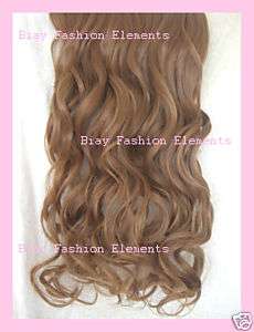 Clip In Hair Extensions Light Brown 12# Curly Full Head  