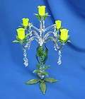 ITALIAN MURANO GLASS YELLOW FLORAL GREEN LEAVES INTRICATE CANDLEABRA