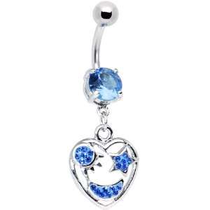  Sun Moon and Stars Blue Cz Belly Ring: Jewelry